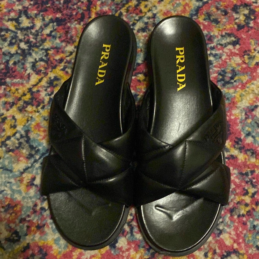 Prada Lamb Leather Slides